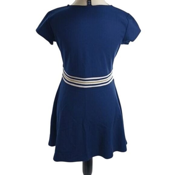 Tommy Hilfiger Girls Size 16 Dress Navy Blue White Stripe Fit Flare Nautical - Picture 5 of 7